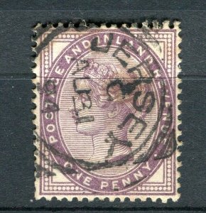 BRITAIN; 1880s early classic QV issue fine used 1d. value Nice JERSEY Postmark