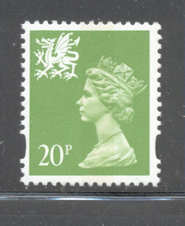 GB Wales SC WMMH59 1996 20p brt yel grn Machin Head stamp NH