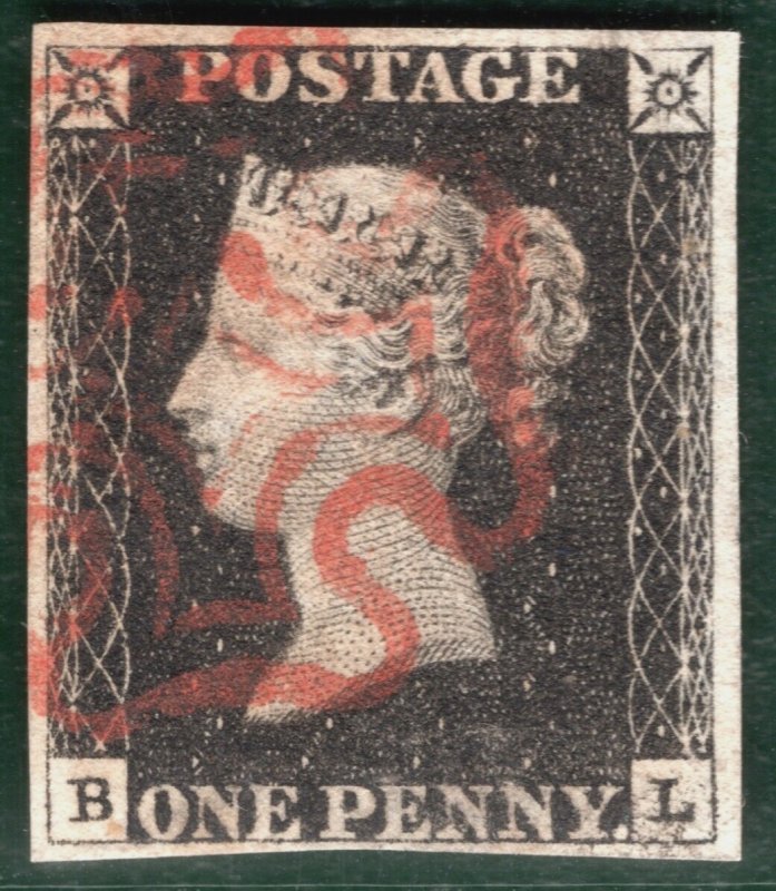 Penny Black Plate 6 (BL) Used Red MX
