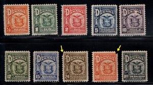 Panama  Scott 234-243 MH* stamp set few faulty