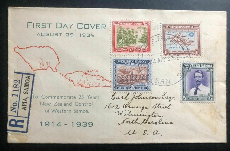 1939 Apia Western Samoa First Day cover FDC 25th Years Of New Zealand Control