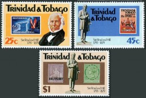 Trinidad & Tobago 318-320, 320a, MNH. Mi 401-403, Bl.29. Sir Rowland Hill, 1979.