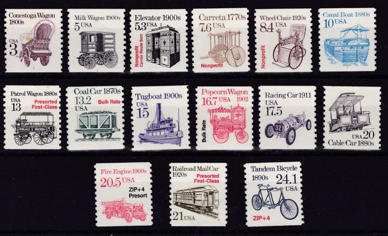 U.S. 1987-88 Transportation Issue Complete (15)  VF++/Never Hinged