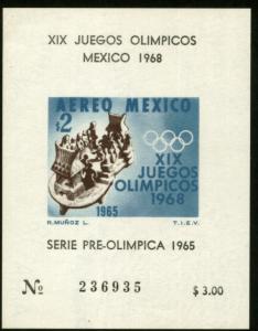  MEXICO C311a, $2P 1st Pre-Olympic Issue-1965 Souvenir  MNG