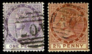 1877-79 Dominica #5-6 QV Watermark 1 P14 - Used - VF - CV$48.75 (ESP#3993)