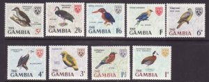 Gambia-Sc#215-25 ex 215,218- id18-unused NH short set to 5sh-Birds-1966-please