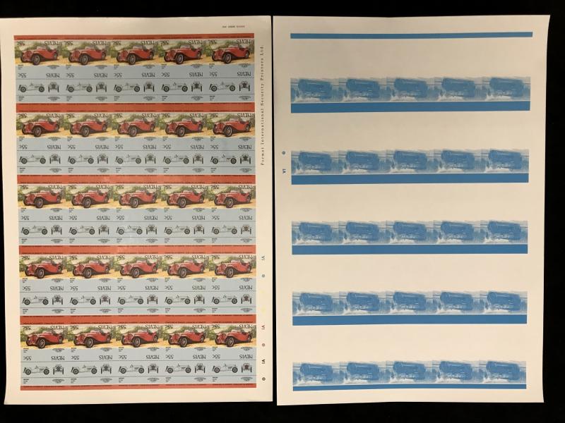 NEVIS Cars Automobiles Imperf Cinderella Inverted Error Sheets MNH x 20(KR134