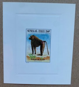 Senegal 1996 260f Baboon deluxe proof card, MNH.  Scott 1225 variety