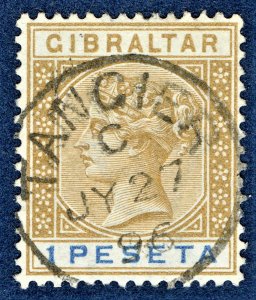 [mag585] Gibraltar 1889-96 1Peseta used in Morocco SG #Z149 Cat.value: £85