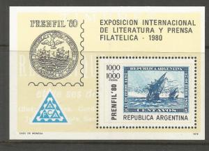 ARGENTINA  B90  MNH,  SS,   PRENFIL '80