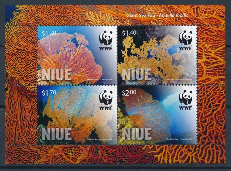 [112568] Niue 2012 Marine life coral reef Giant Sea Fan WWF  MNH