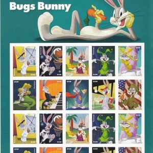 Celebrating Bugs Bunny 5 Pane of 20, 100pcs Forever Stamps