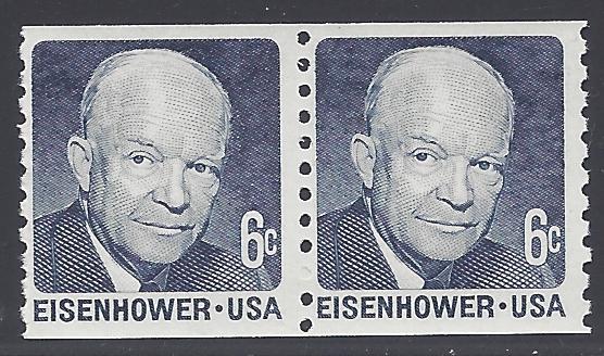 #1401 6c Dwight D. Eisenhower Coil Pair 1970 Mint NH