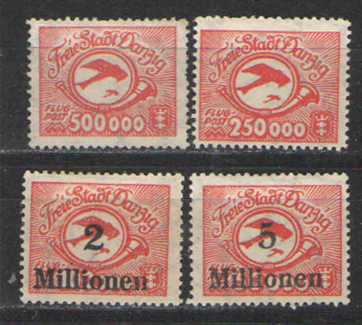 Germany - Danzig 1923 Sc# C22-C25 MHR/NG G/VG - Danzig airmail issues