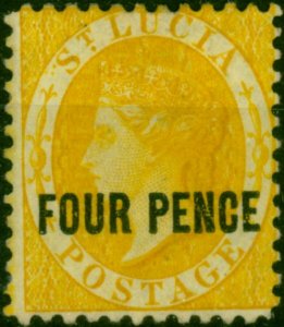 St Lucia 1882 4d Yellow SG27 Fine Unused