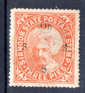 INDIA - SIRMOOR - SERVICE STAMP - 3P - 1891 - Used - 