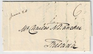 1821 Burlington, N.J. straight line ALBINO cancel on cover