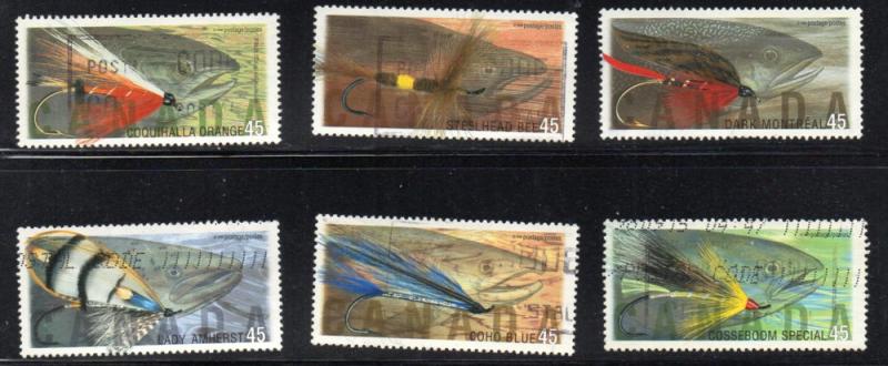 Canada Sc 1715-20 1998 Fishing Flies stamp set used