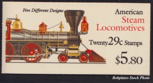 BOBPLATES #BK216 Steam Locomotives Opened Booklet of 20 VF NH #S1111 SCV=$15