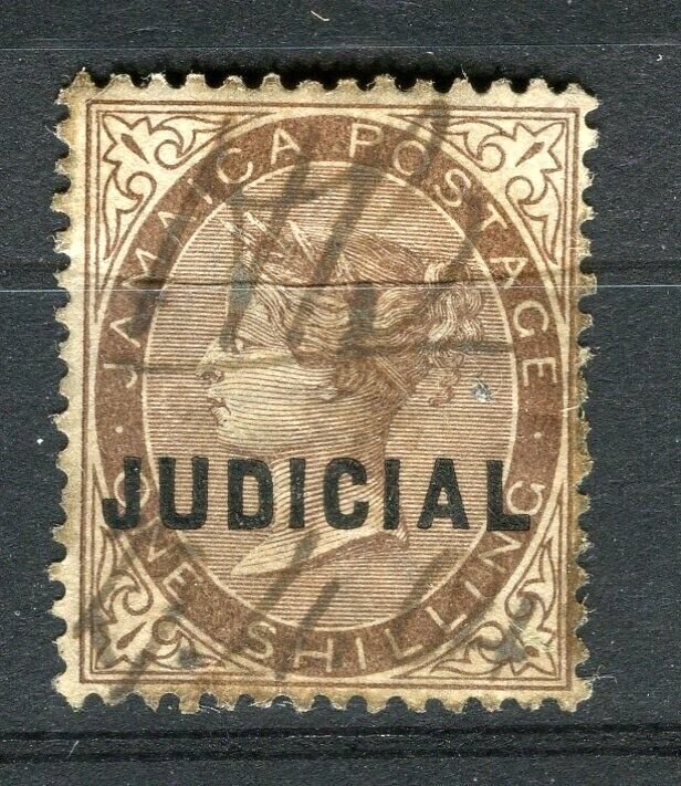 JAMAICA; 1880s early QV Revenue Judicial Optd. issue used Shade of 1s. value