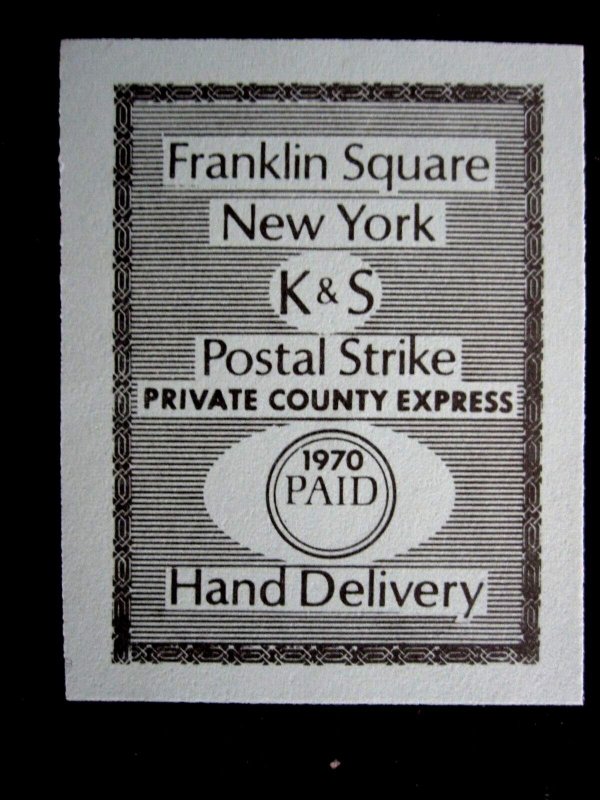 US - RARE FRANKLIN SQUARE N.Y. POSTAL STRIKE - K&S PRI. COUNTY EXP - ca 1970