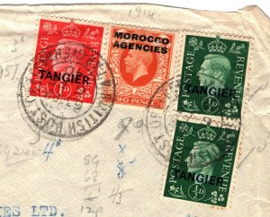 Morocco Agencies TANGIER WW2 Cover GB Overprints Combination Franking 1940 97.2