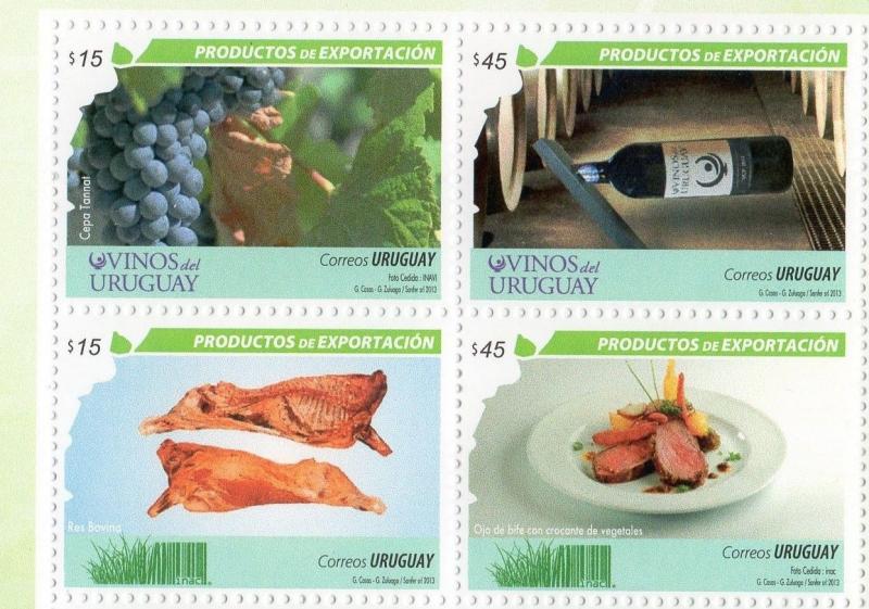 Exportation agriculture meat wine grapes cattle beef NOVELTY URUGUAY MNH STAMP