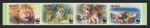 Ghana WWF African Lion 4v Imperf Strip 2004 MNH SC#2433 a-d SG#3432-3435