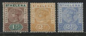 St. Helena QV 1890 1 1/2d, 2d  2 1/2d mint o.g.