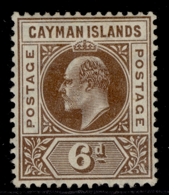 CAYMAN ISLANDS EDVII SG11, 6d brown, M MINT. Cat £19. 