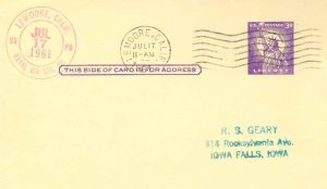 United States California Naval Air Sta. Br. Lemoore 1961 violet double ring c...