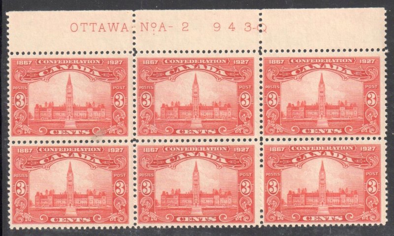 Canada #143 MINT NH BLOCK OF 6 - Inscription OTTAWA NoA - 2  943-0