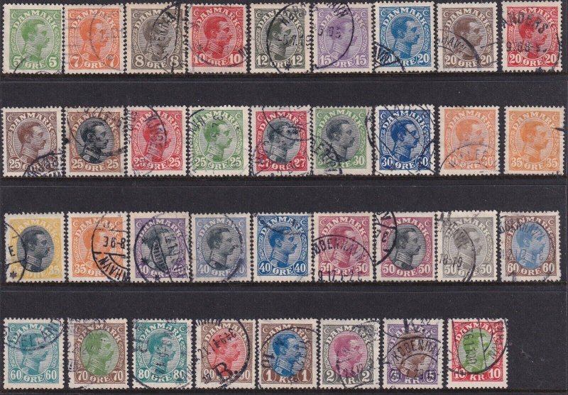 Denmark Sc# 97  / 131 King Christian X 1913 - 1928 complete set Used $247.00