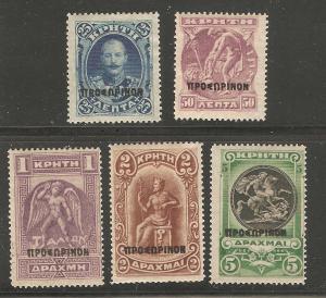 Crete 55-63 Mi 5b-9b MLH F/VF 1900 SCV $147.50