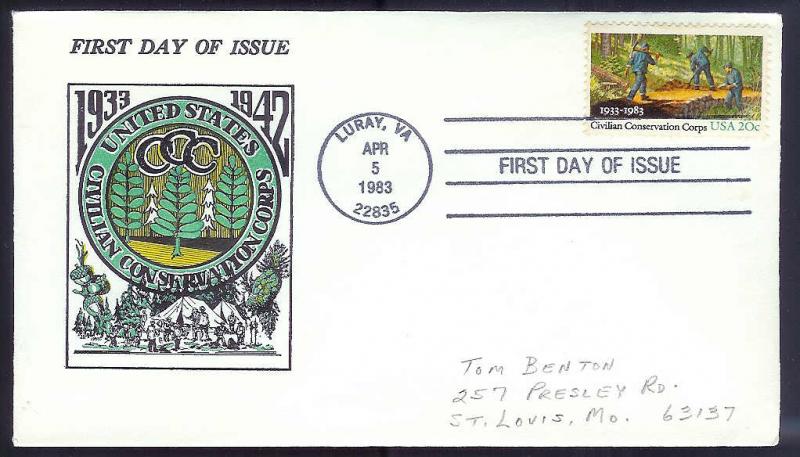 UNITED STATES FDC 20¢ CCC 1983 Davis