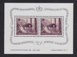 Liechtenstein Sc B18 MNH. 1946 Post Coach, Souvenir Sheet of 2, VF