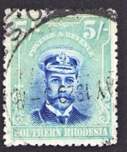SOUTHERN RHODESIA Africa Sc #14  5sh Used Admiral George V Cancel  CV $175