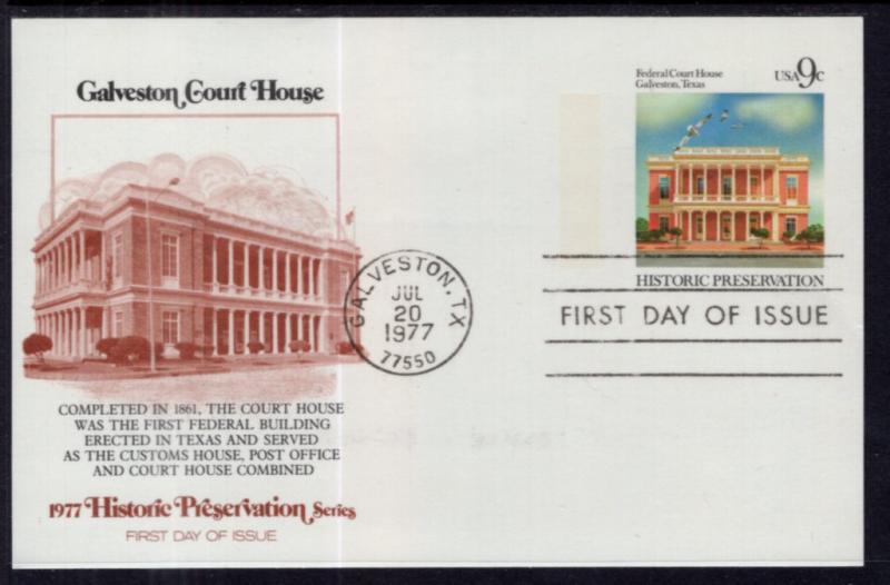 US UX71 Galveston Court House Postal Card Fleetwood U/A FDC