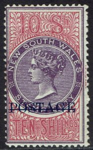 NEW SOUTH WALES 1894 QV POSTAGE 10/- PERF 12