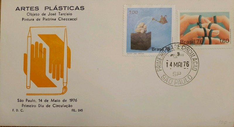 A) 1976, BRAZIL, PLASTIC ARTS, THE SHOWER, PIETRINA PAINTING, FDC, SAO PAULO 