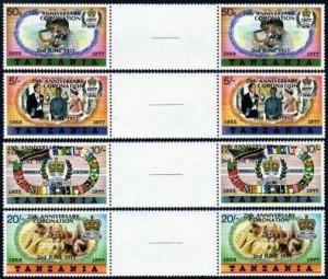 Tanzania 99-102 gutter smaller letters,MNH. Coronation of QE II,1978,overprinted