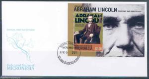 MICRONESIA ABRAHAM LINCOLN 150TH ANNIVERSARY CIVIL WAR SOUVENIR SHEET FDC