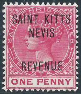 St Kitts-Nevis, 1d Revenue Stamp, MNH