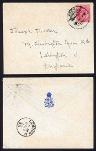 Aden 1909 cover to London