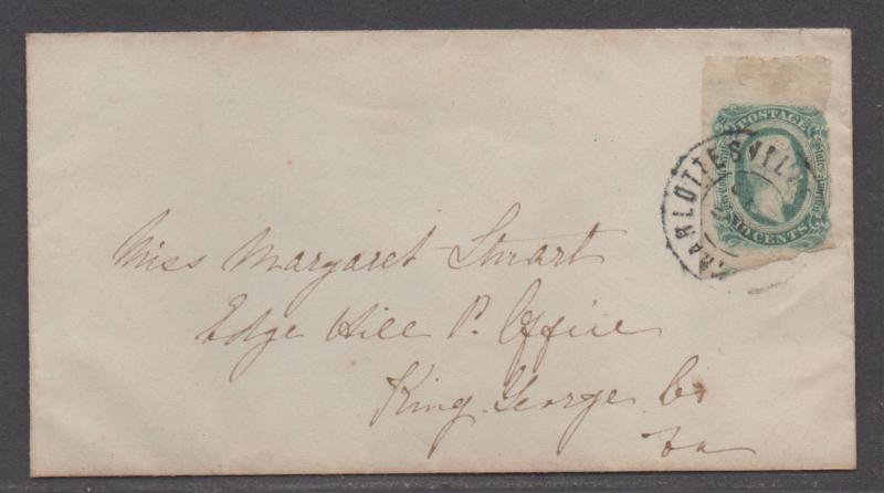 **CSA Cover, SC# 12, Charlottesville, VA, 12/30/1863, Blue Interior