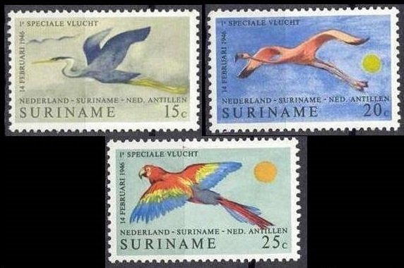 1971 Surinam 593-595 Birds 4,50 €