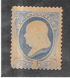 US #145 1c Franklin  ultramarine (MNH)  CV. $650.00