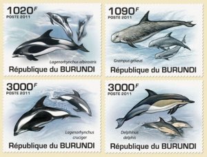 BURUNDI - 2011 - Dolphins - Perf 4v Set - Mint Never Hinged