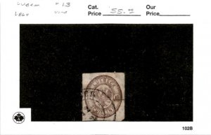 Lubeck - Germany, Postage Stamp, #13 Used, 1864 (AB)