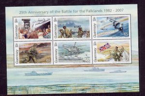 Guernsey-Sc#931a-unused NH sheet-Falklands Island War anniversary-Ships-2007-
